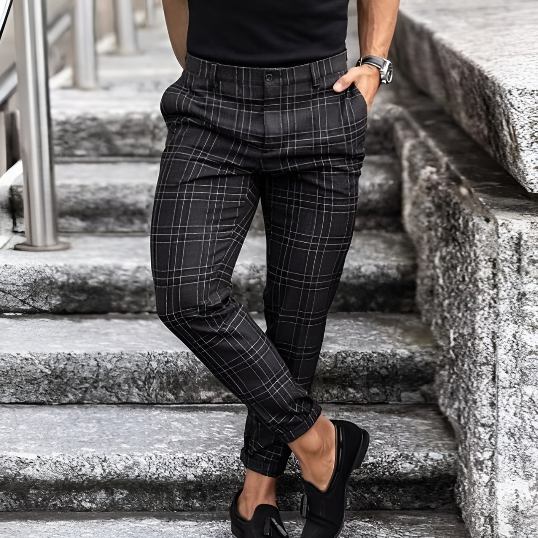 Lonan - Elegante Herren Slim Fit Hose im Karomuster