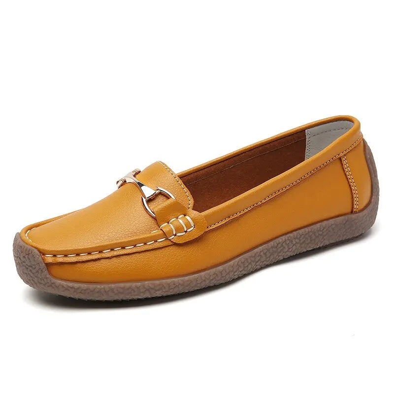 2023 New Spring /Autumn Flats Genuine Leather Moccasins Woman Casual Slip-on Loafers Female Boat Shoes Big Size 44