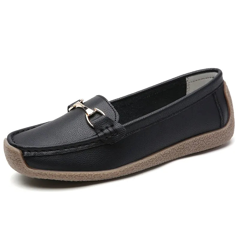 2023 New Spring /Autumn Flats Genuine Leather Moccasins Woman Casual Slip-on Loafers Female Boat Shoes Big Size 44