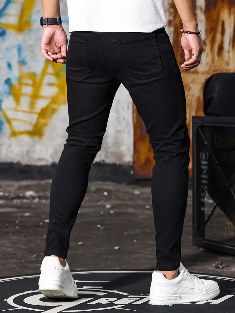 Lässige Herren Skinny Jeans aus mittelschwerem Stretch-Denim