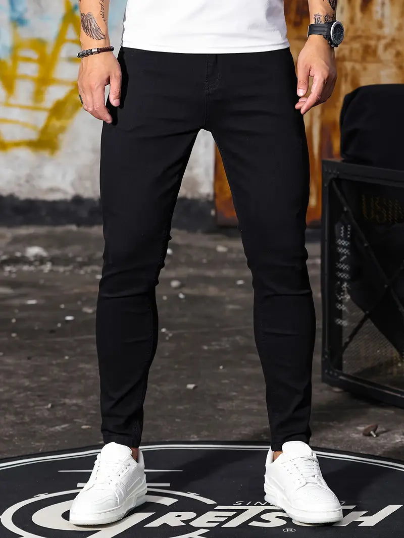 Lässige Herren Skinny Jeans aus mittelschwerem Stretch-Denim