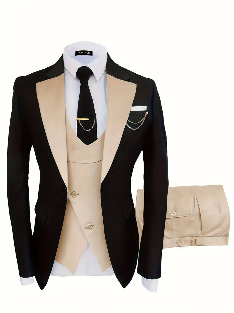 Dreiteiliges Set für Herren: Business-Blazer, Weste und Hose, elegant und komfortabel