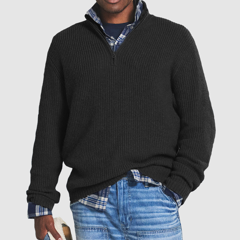 Herren Kaschmir-Pullover im Business-Casual-Stil mit Reißverschluss