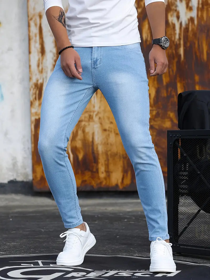 Lässige Herren Skinny Jeans aus mittelschwerem Stretch-Denim