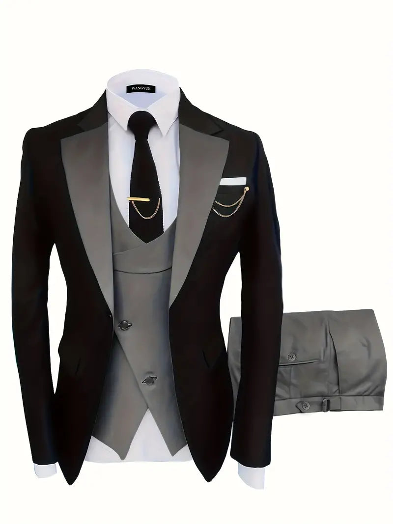 Dreiteiliges Set für Herren: Business-Blazer, Weste und Hose, elegant und komfortabel