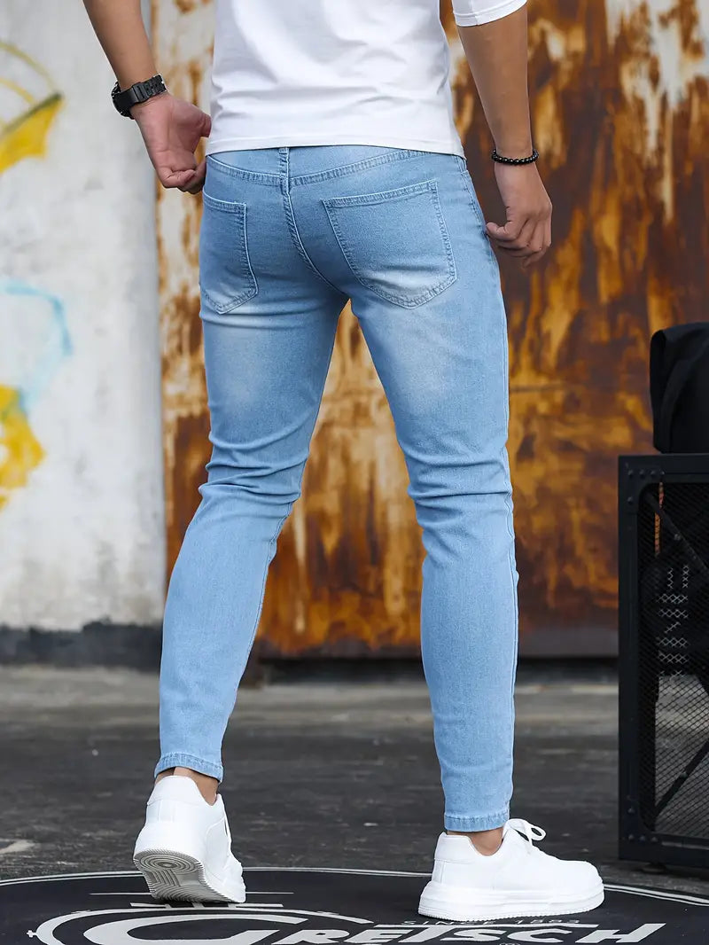 Lässige Herren Skinny Jeans aus mittelschwerem Stretch-Denim