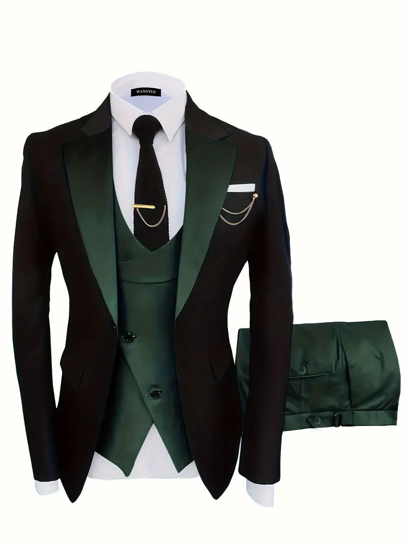 Dreiteiliges Set für Herren: Business-Blazer, Weste und Hose, elegant und komfortabel