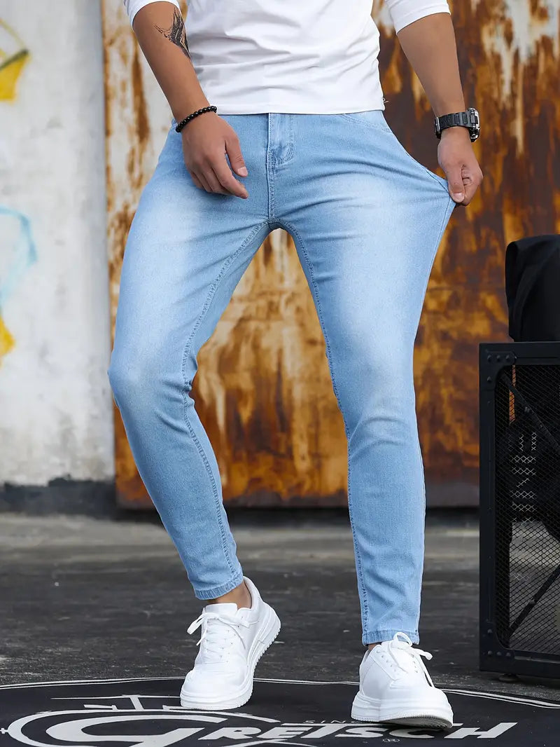 Lässige Herren Skinny Jeans aus mittelschwerem Stretch-Denim