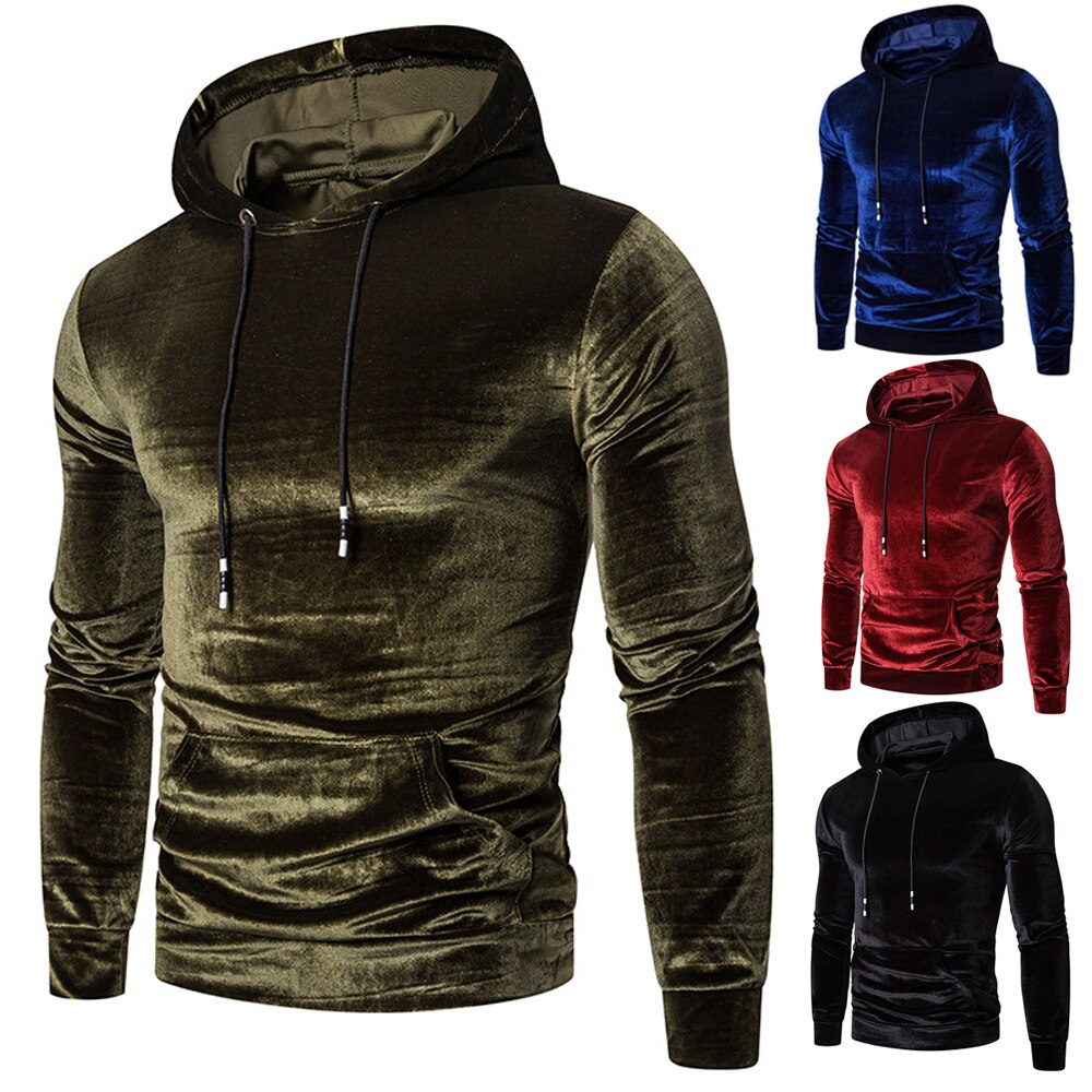 Herren Kapuzenpullover aus samtweichem Veloursstoff