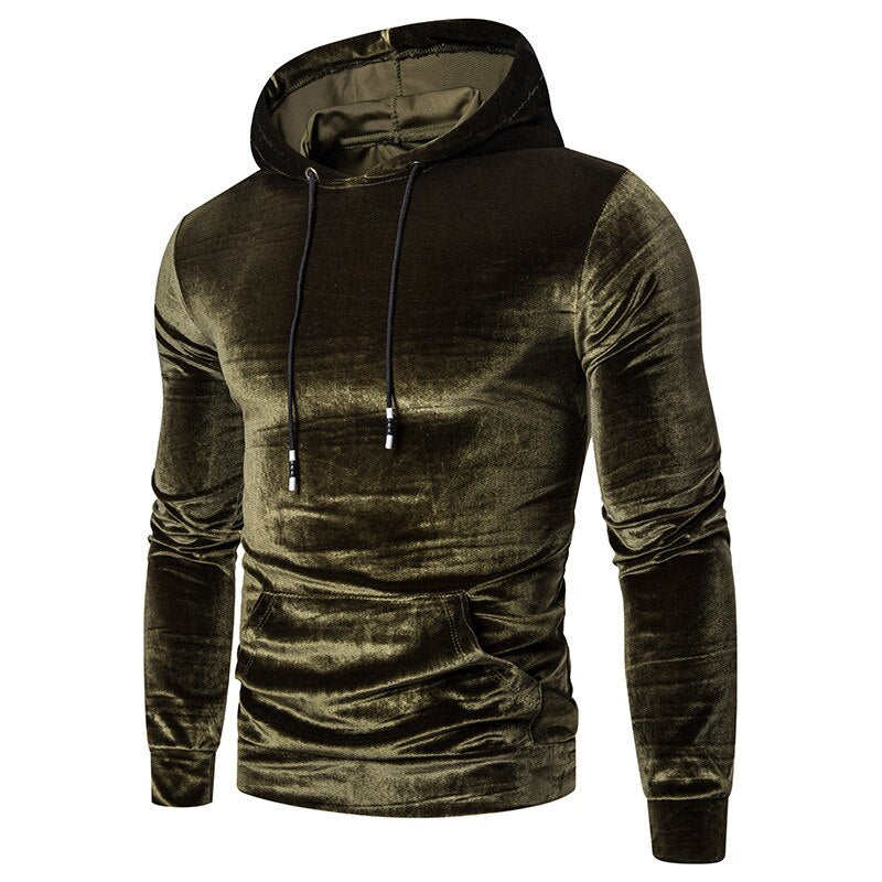 Herren Kapuzenpullover aus samtweichem Veloursstoff