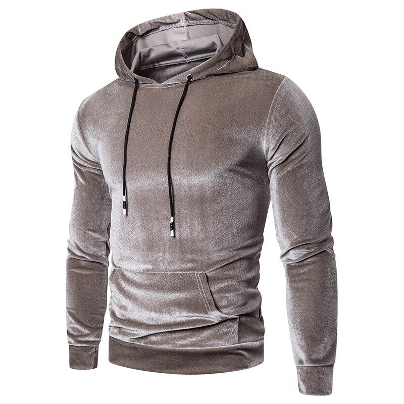 Herren Kapuzenpullover aus samtweichem Veloursstoff