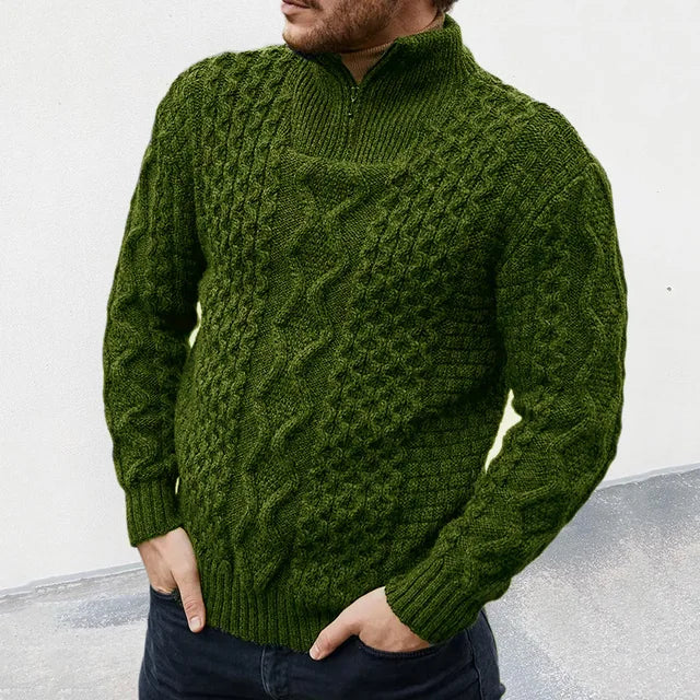 Gestrickter Premium Herren Pullover mit Half-Zip Kragen