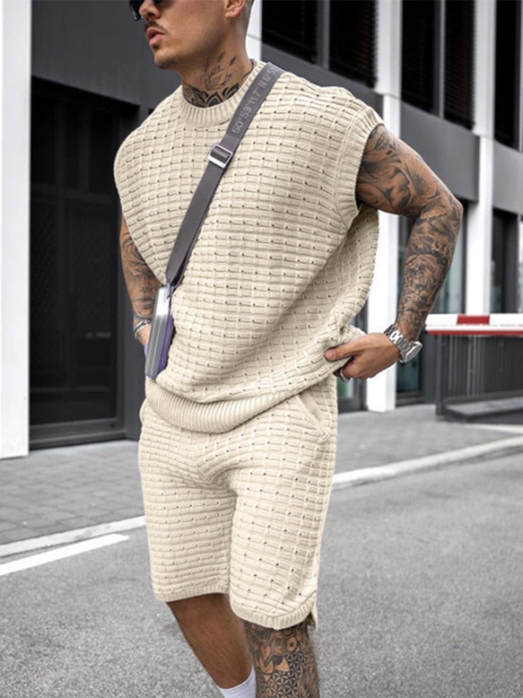 Hochwertiges gestrickte Herren Freizeit Set für den Sommer