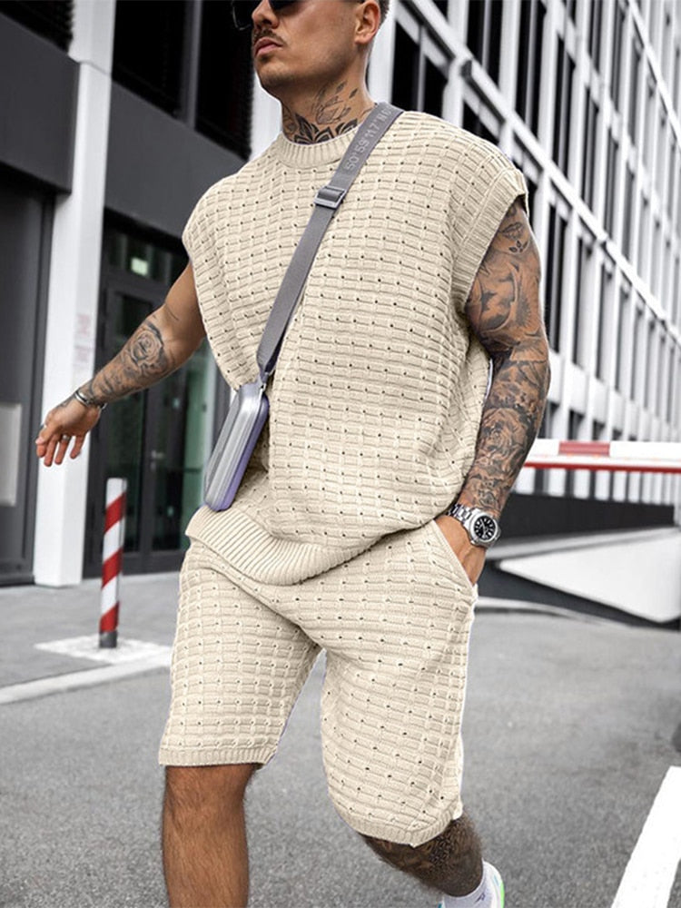 Hochwertiges gestrickte Herren Freizeit Set für den Sommer