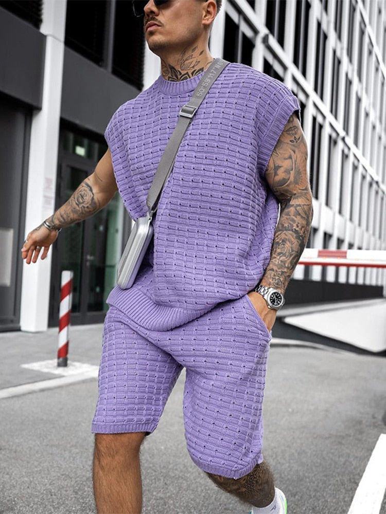 Hochwertiges gestrickte Herren Freizeit Set für den Sommer