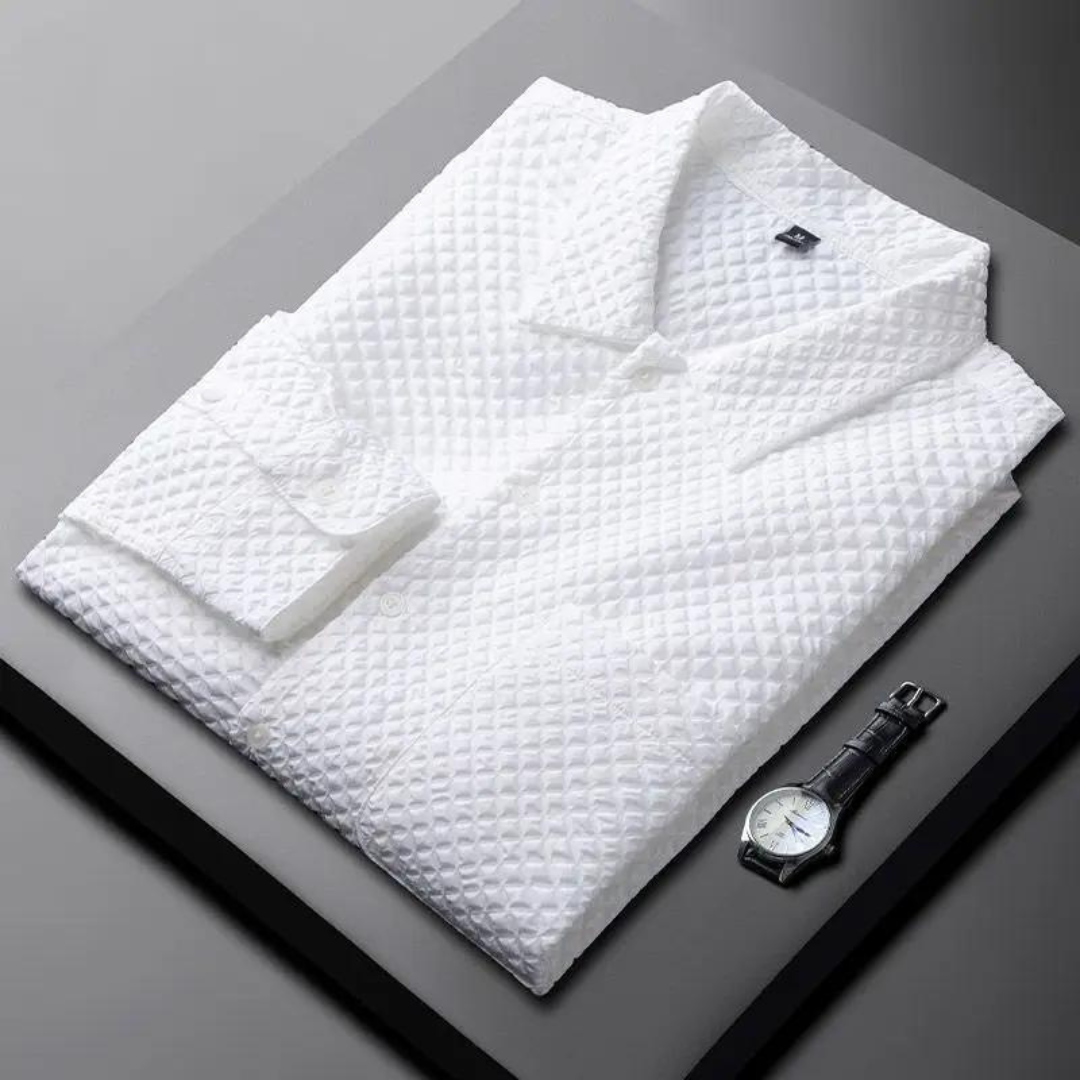 Elegante Herren Langarm Hemden mit Strickmuster