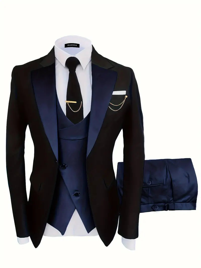 Dreiteiliges Set für Herren: Business-Blazer, Weste und Hose, elegant und komfortabel