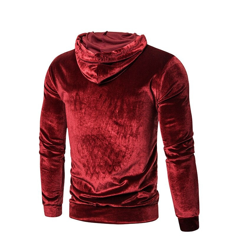 Herren Kapuzenpullover aus samtweichem Veloursstoff