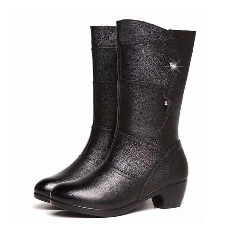 WarmPRO+ | Warme Damen-Stiefeletten aus Leder mit seitlicher Schnalle